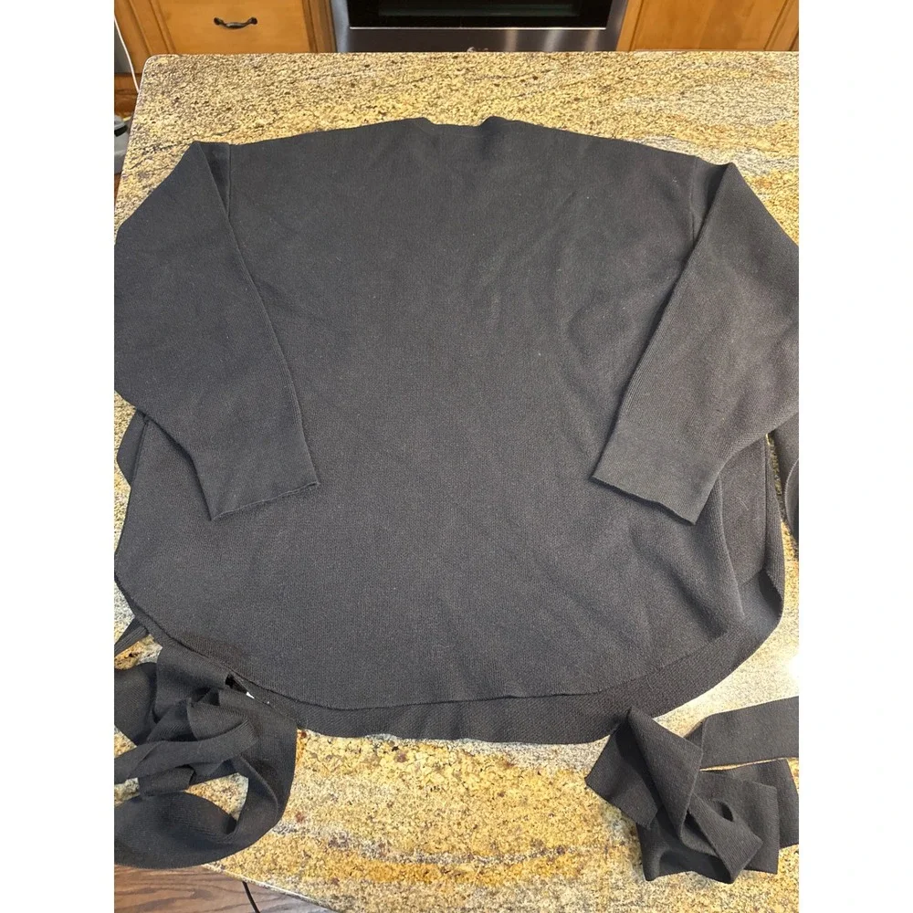 Modern‎ Citizen Black Tie Front Crewneck Sweater MC24T47 Recycled Cotton Large